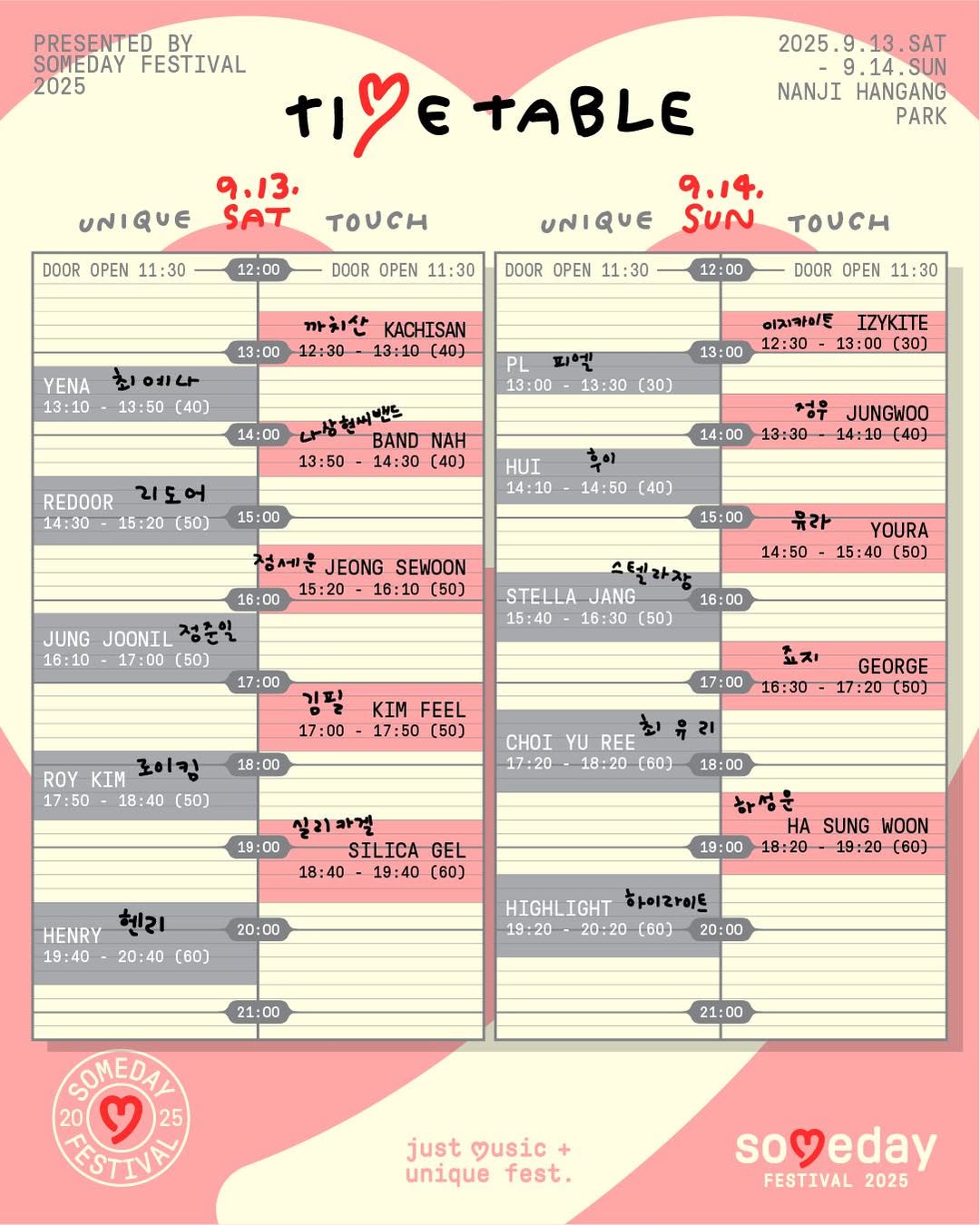 Someday Festival 2025 - week 2의 타임테이블